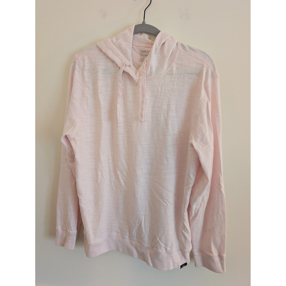 Faherty Sunwashed Organic Cotton Hoodie Light Pink Slub Jersey Mens Large